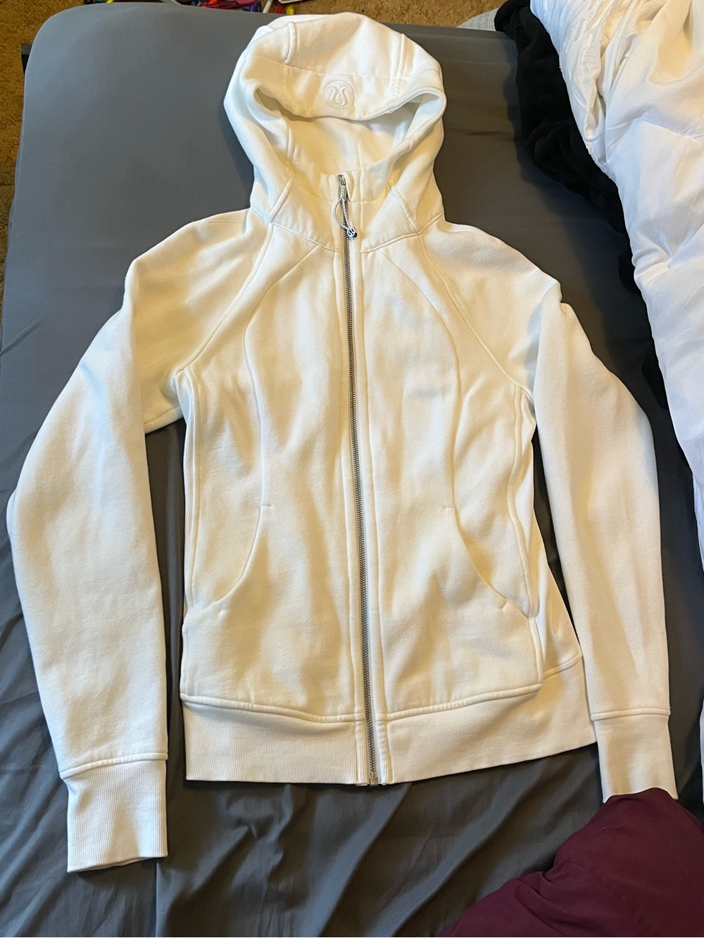 lululemon athletica White Hooded Zip-Up Jacket